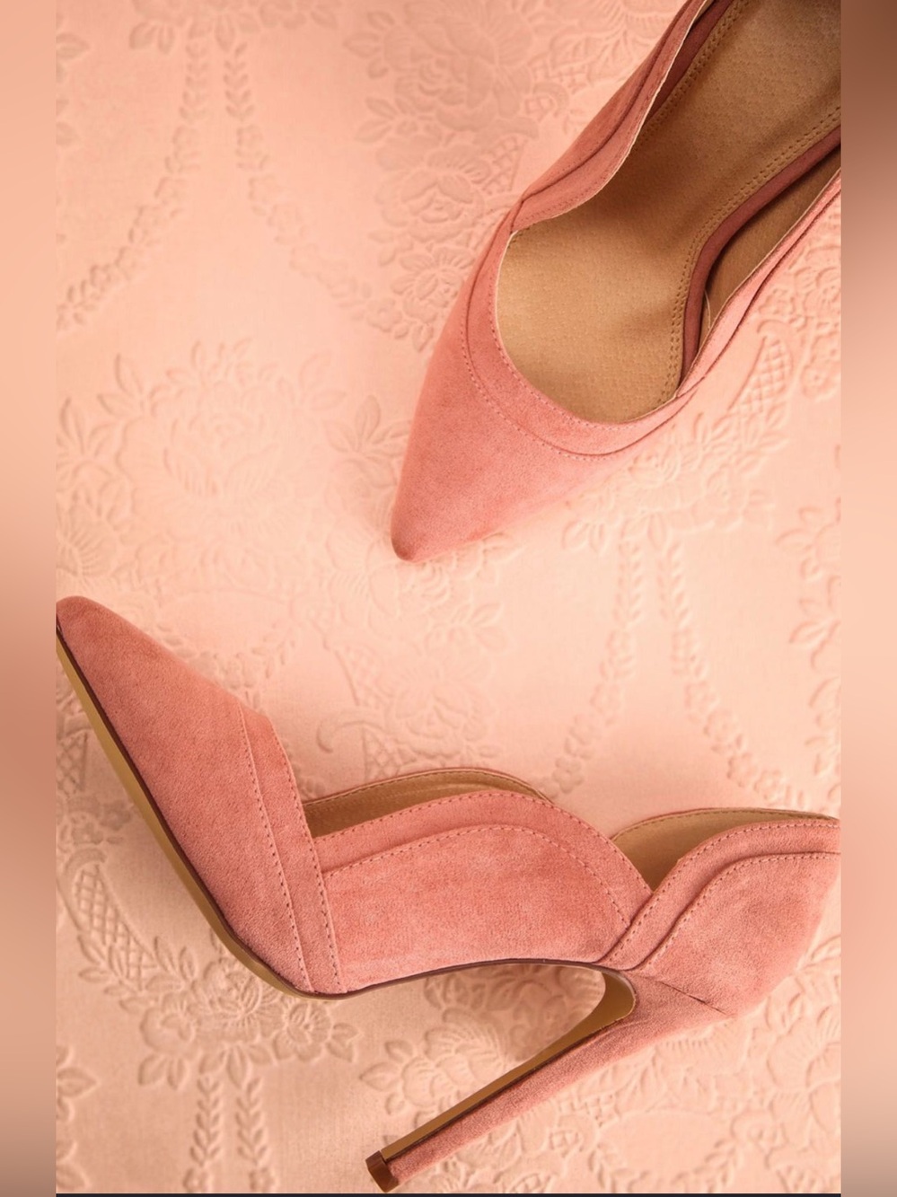 Journee Collection Blush Pink Suede Pointed-Toe Stiletto Heels